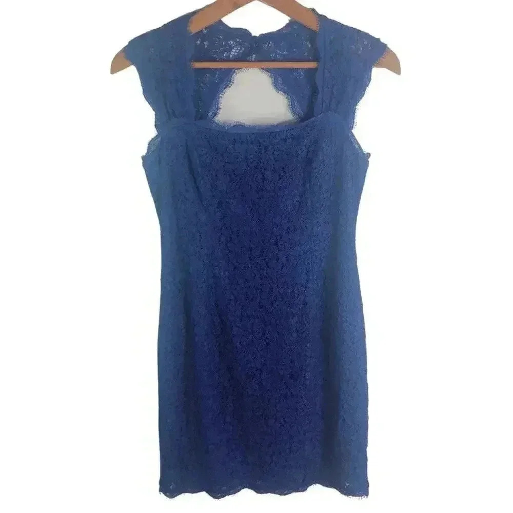 Adriana Papell Blue Lace Cocktail Mini Dress Formal Women's Size 6P